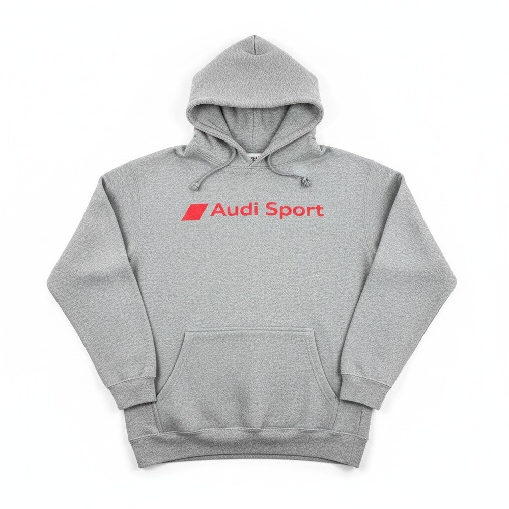 Audi Sport Hoodie Gray Red Logo Pullover Sweatshirt Mens Small